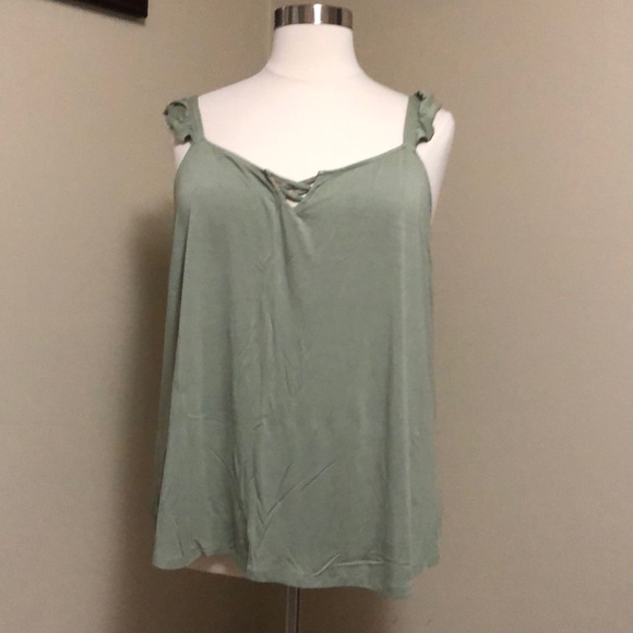 torrid Tops - Torrid size 4 super soft jade green lattice ruffle